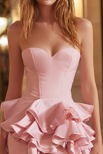 Rose Corset serré Sweetheart Robe courte à volants pour les retrouvailles